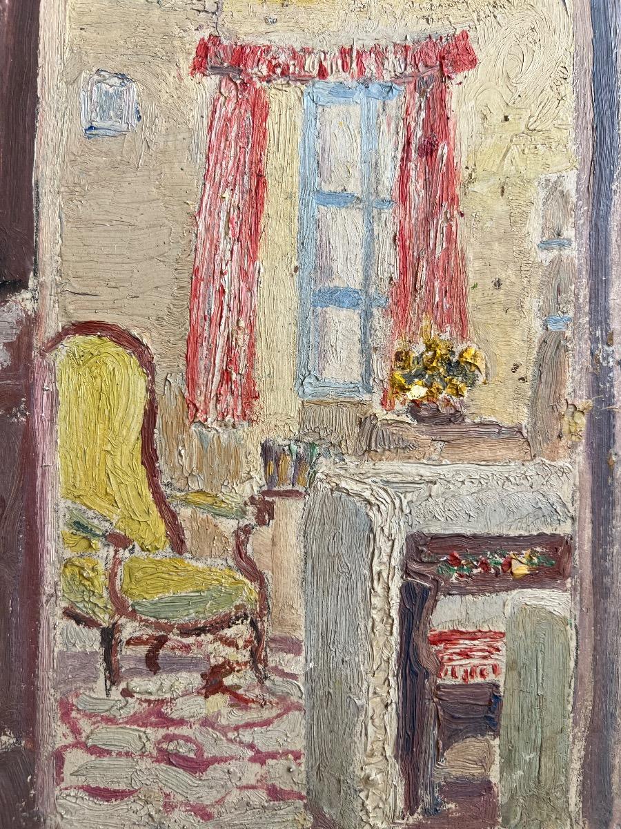 Scène d’intérieur, huile sur panneau 1930