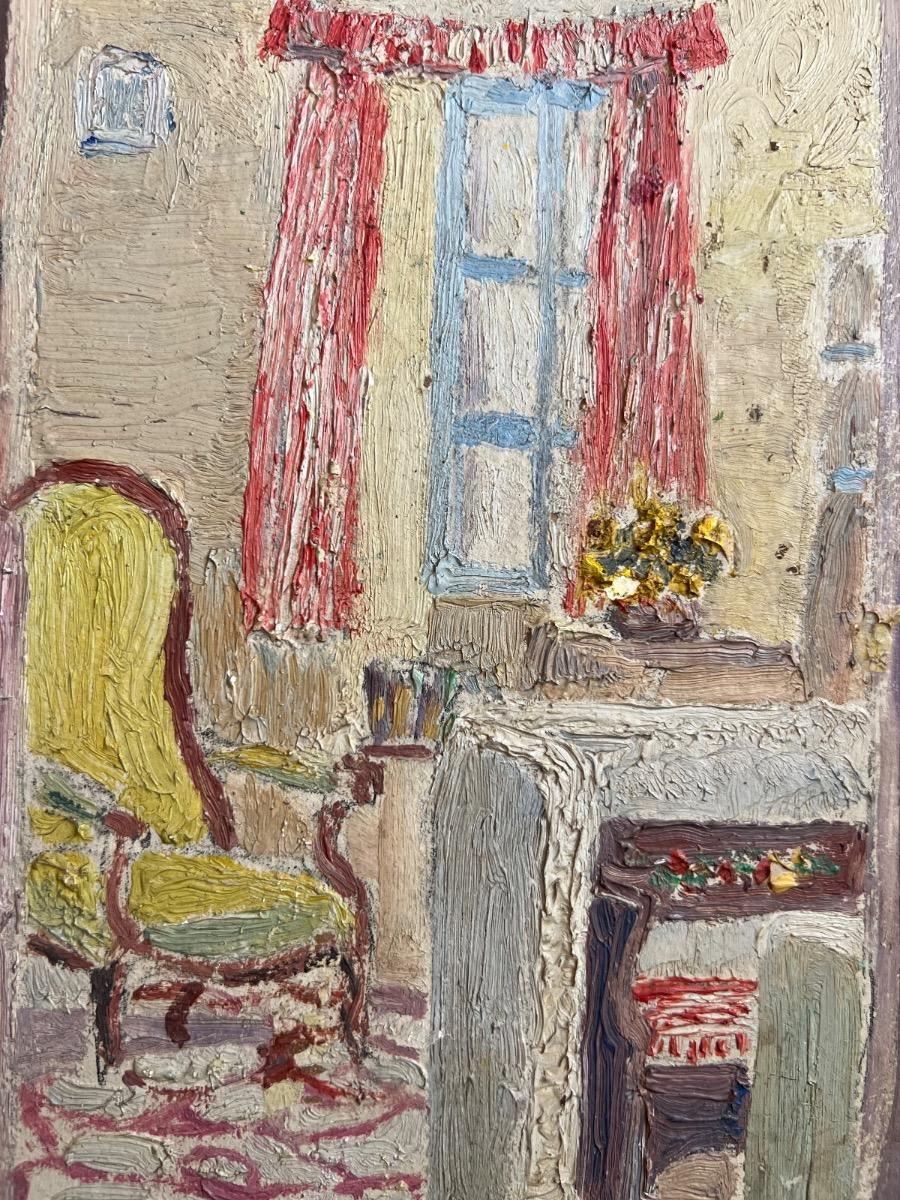 Scène d’intérieur, huile sur panneau 1930
