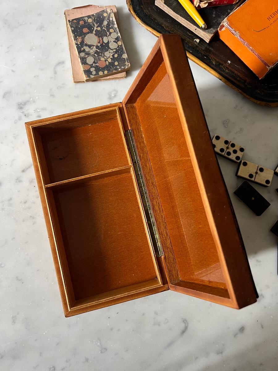 Boîte à cigares / à jeux cuir 1960