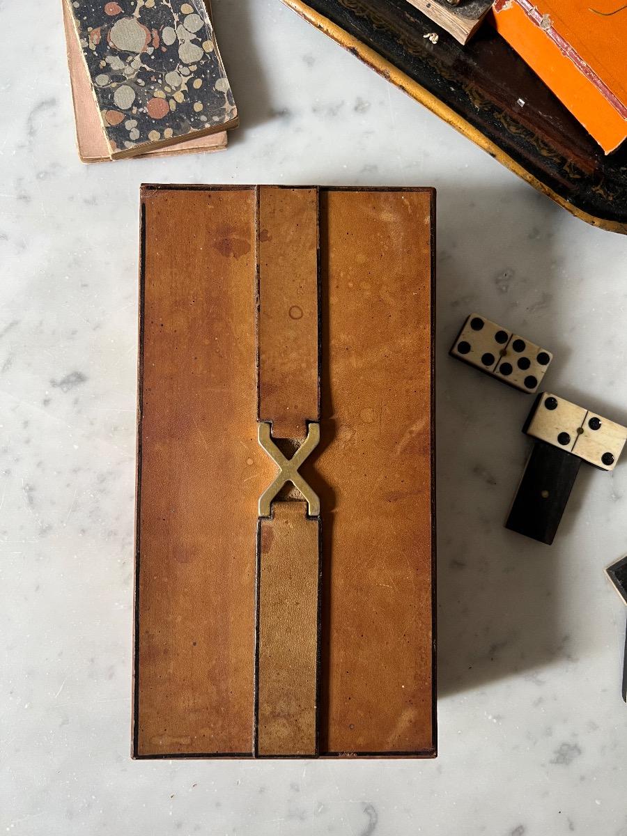 Boîte à cigares / à jeux cuir 1960
