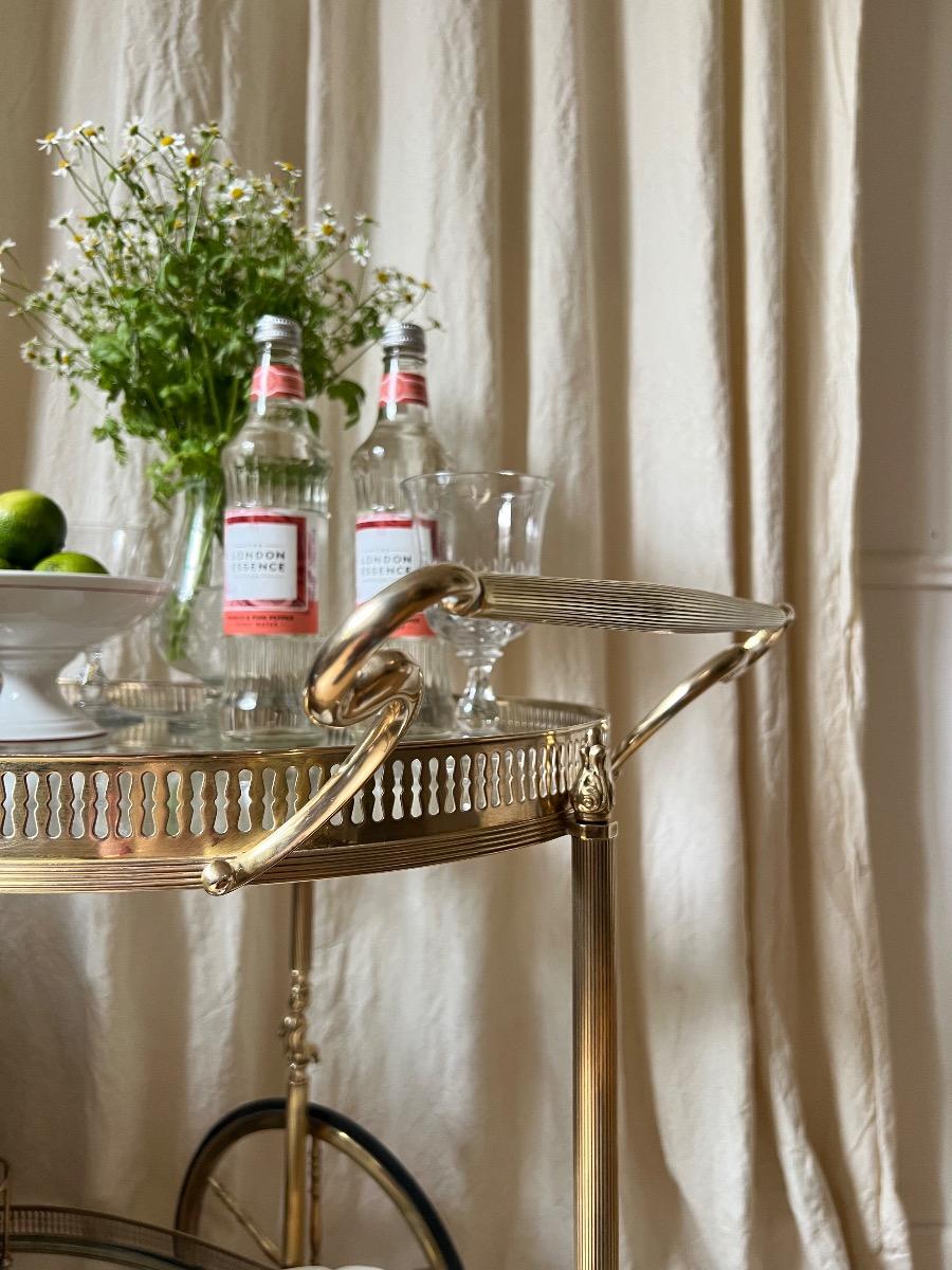 Desserte roulante laiton 1950