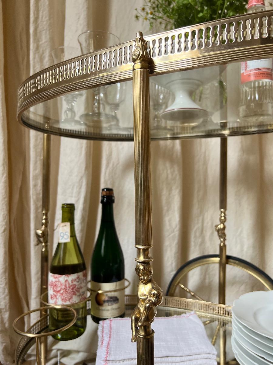 Desserte roulante laiton 1950