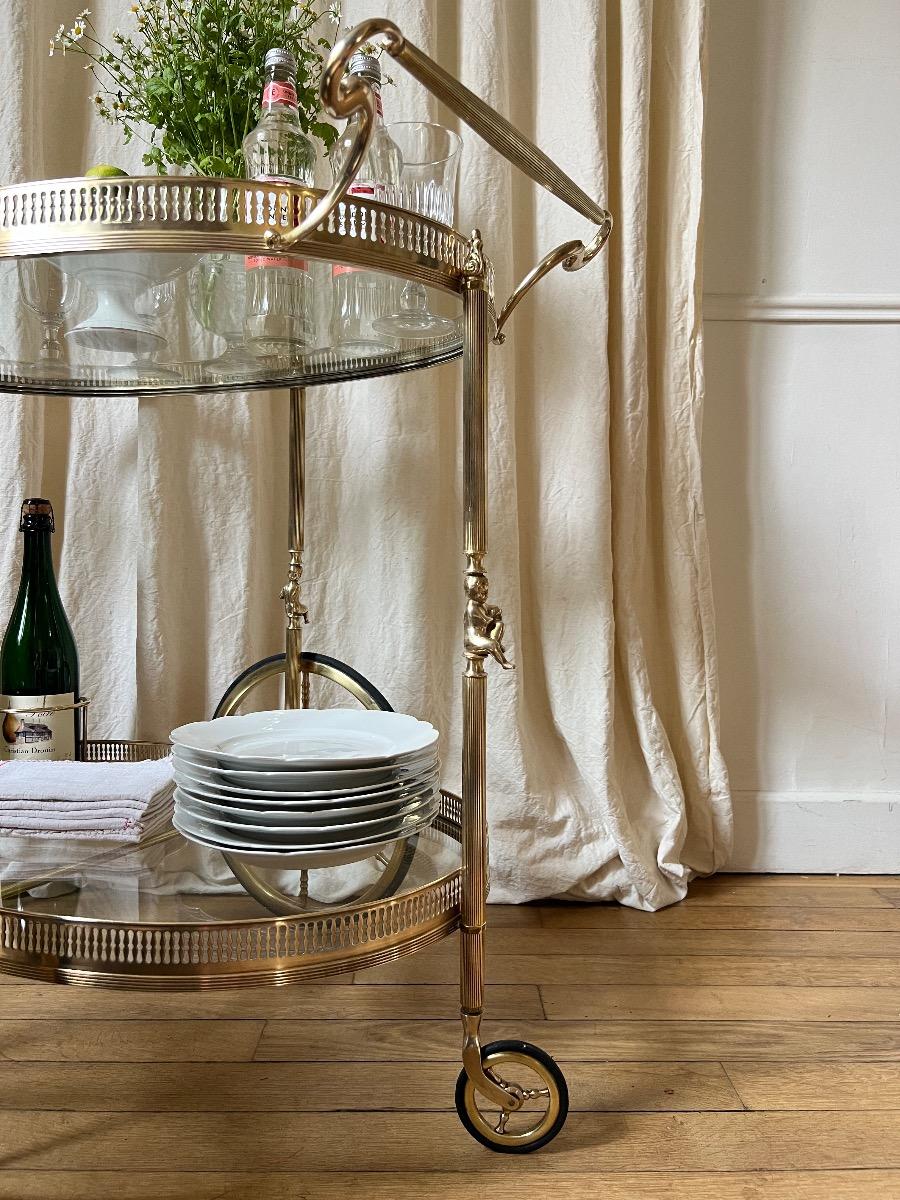 Desserte roulante laiton 1950