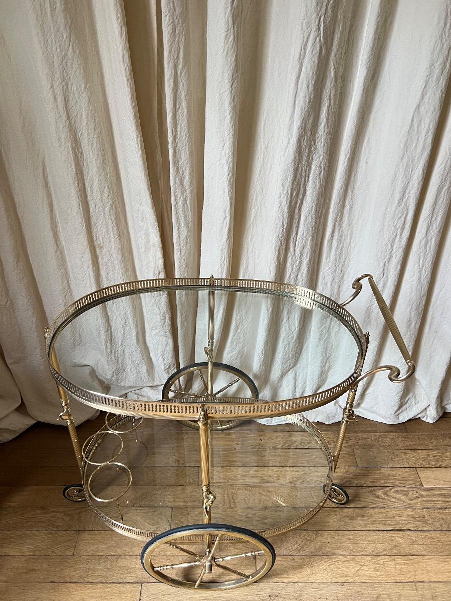 Desserte roulante laiton 1950