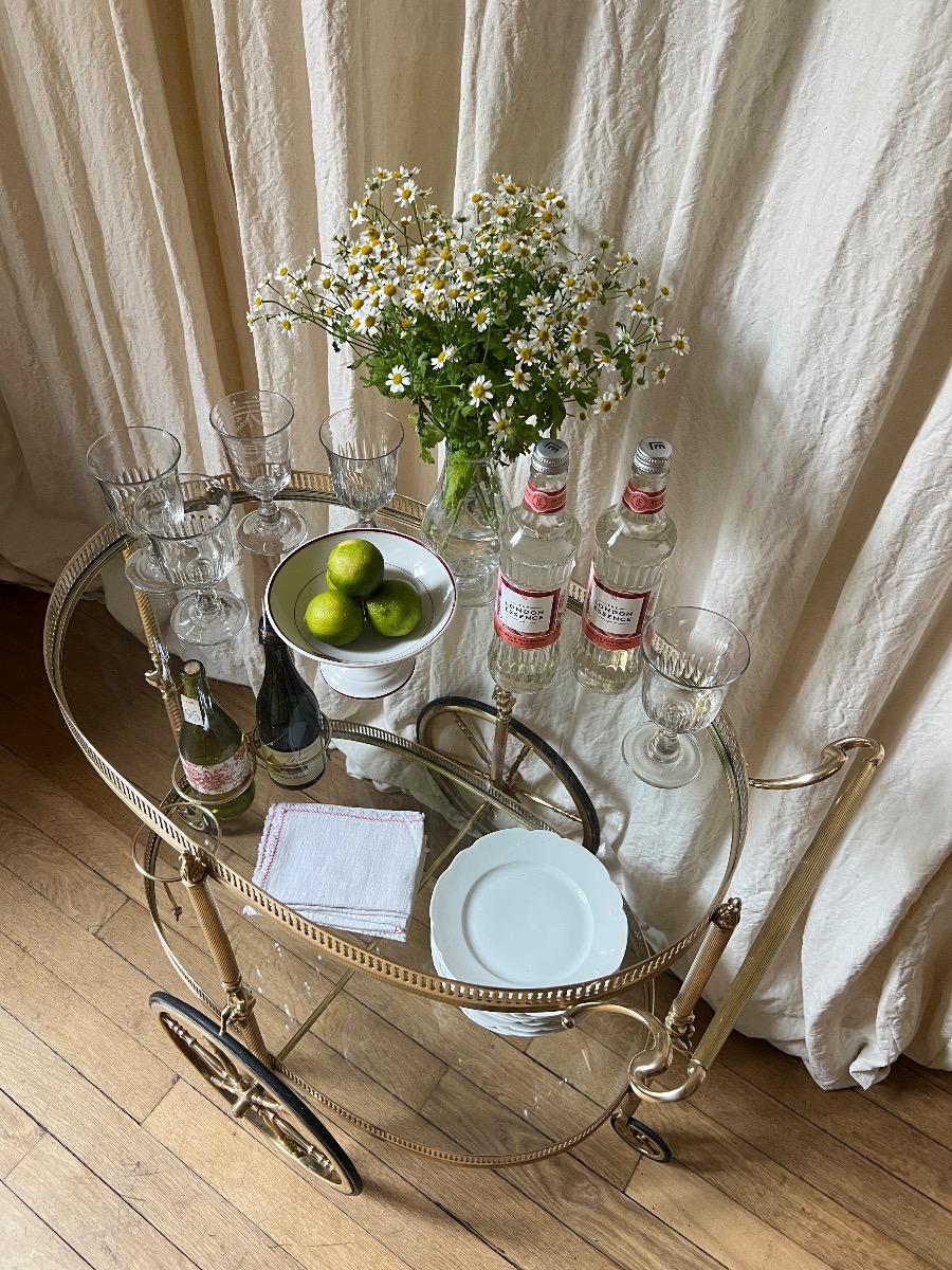 Desserte roulante laiton 1950