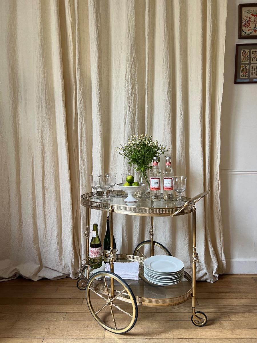 Desserte roulante laiton 1950