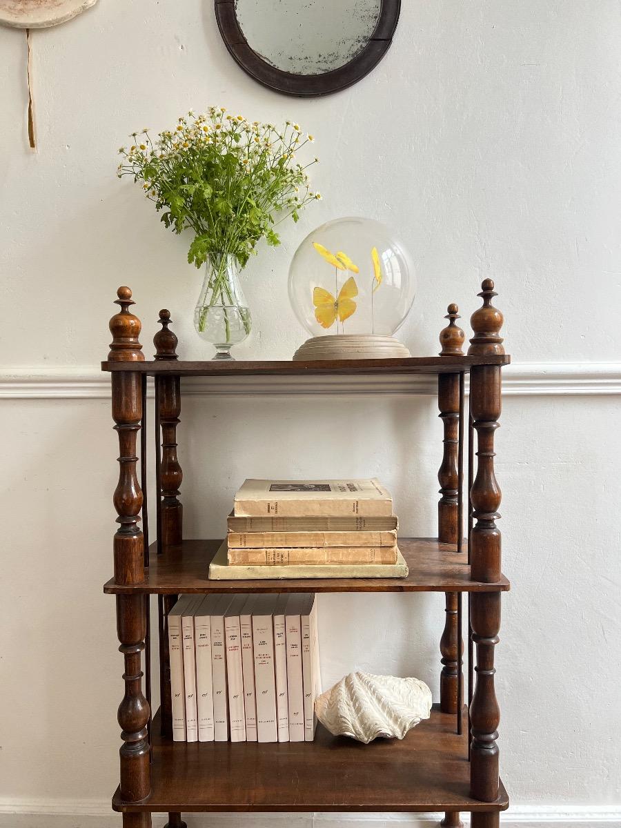 Étagère XIXème bois tourné et métal