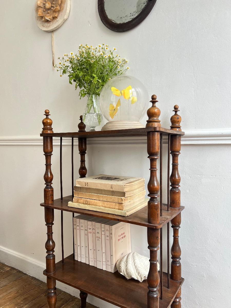 Étagère XIXème bois tourné et métal