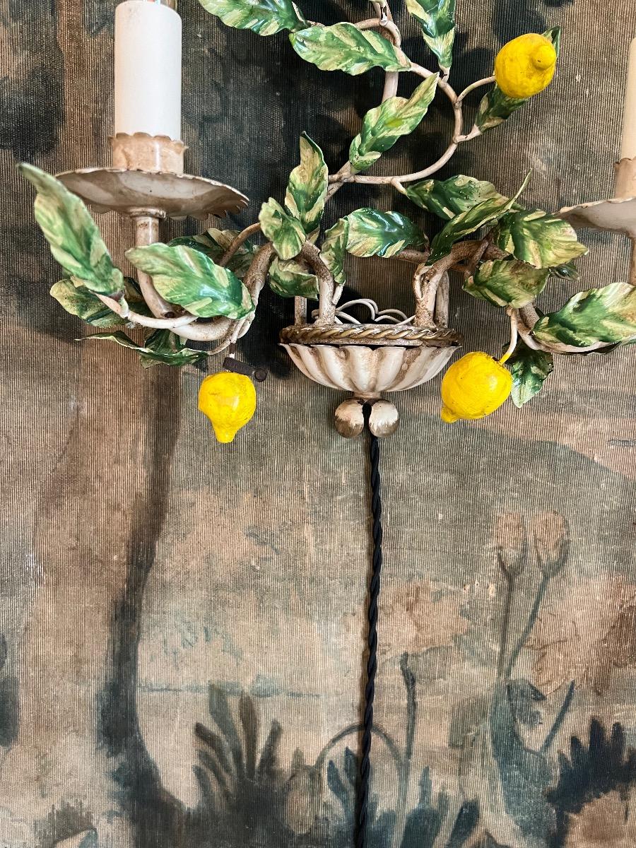 Paire d’appliques métal peint 1950