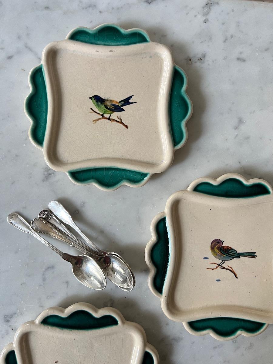 Service 6 assiettes dessert céramique 1960