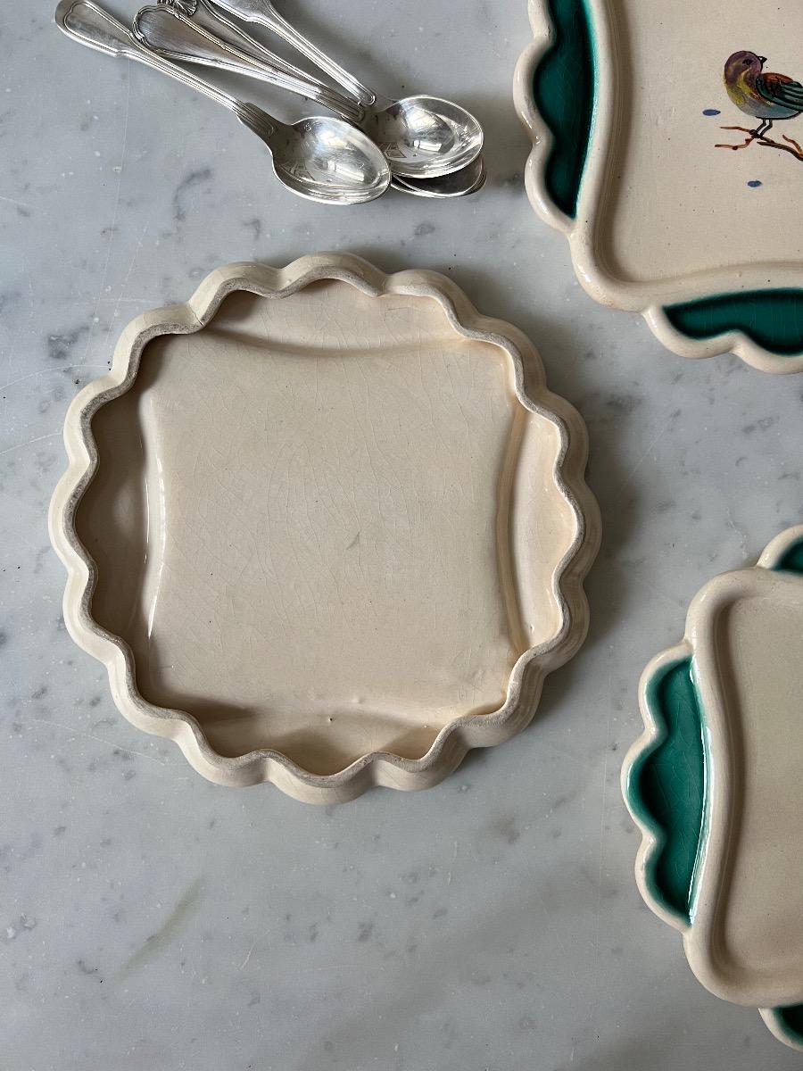 Service 6 assiettes dessert céramique 1960