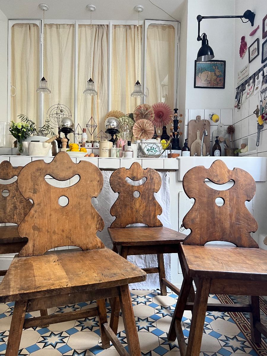 Suite de 4 chaises d’alpage 1960