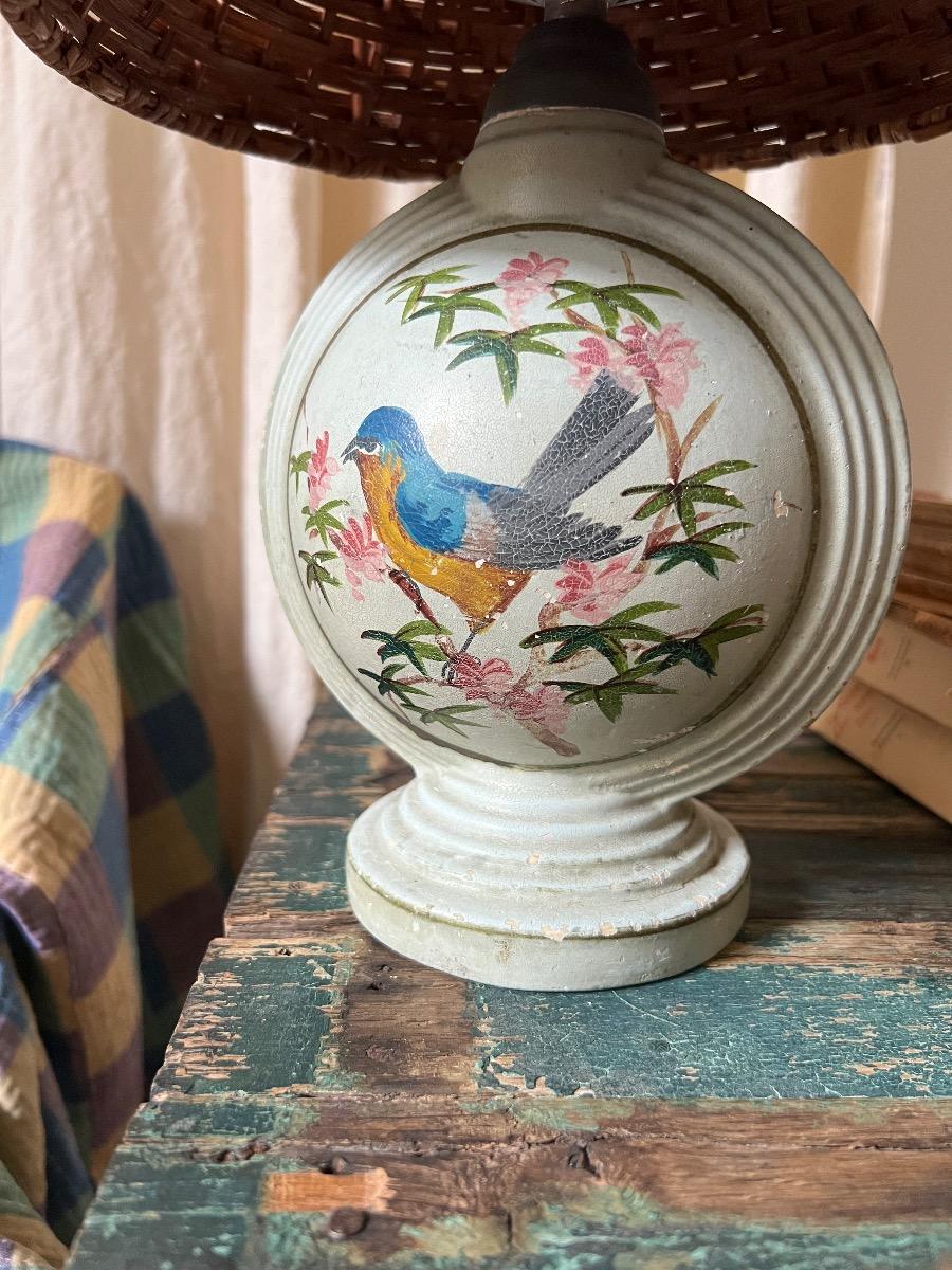 Lampe terre cuite peinte 1930