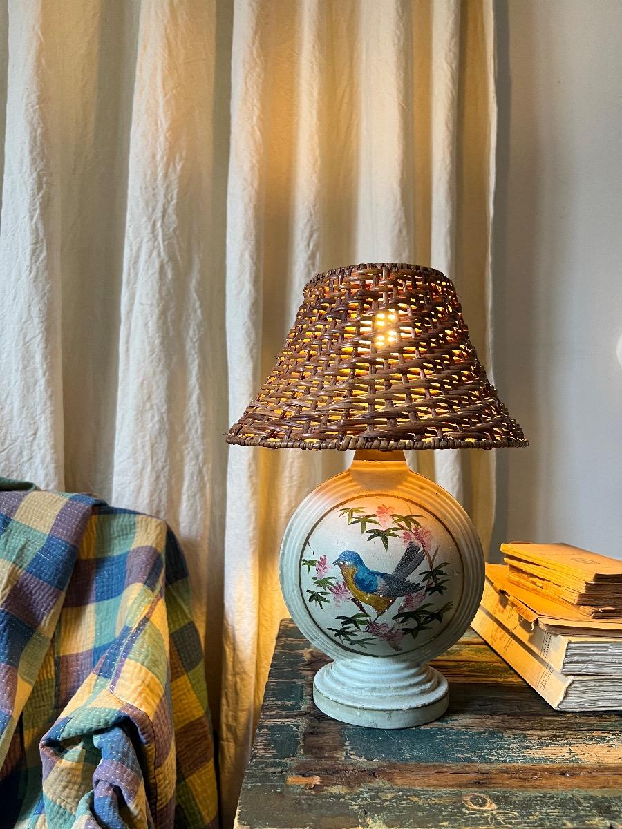 Lampe terre cuite peinte 1930