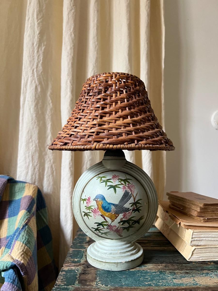 Lampe terre cuite peinte 1930