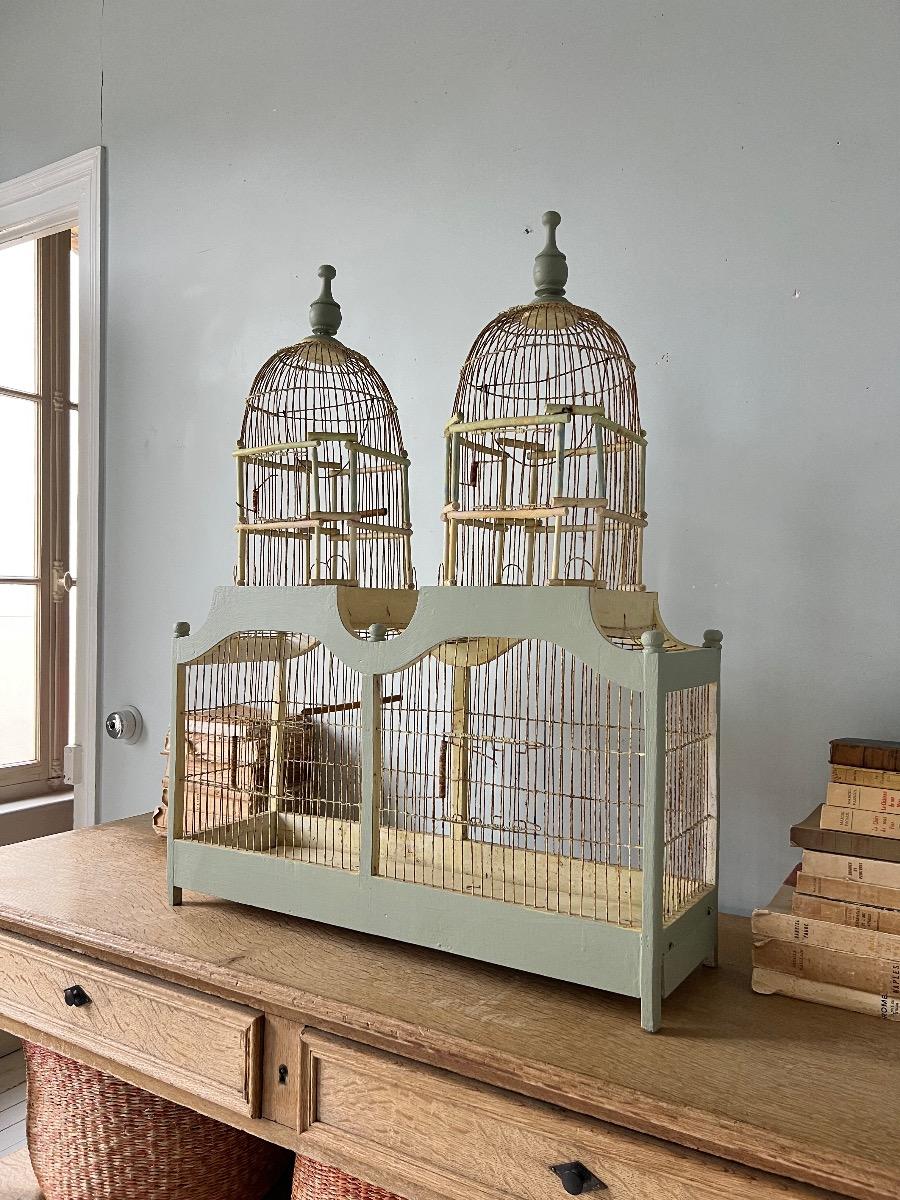 Cage double-dôme métal bois 1900