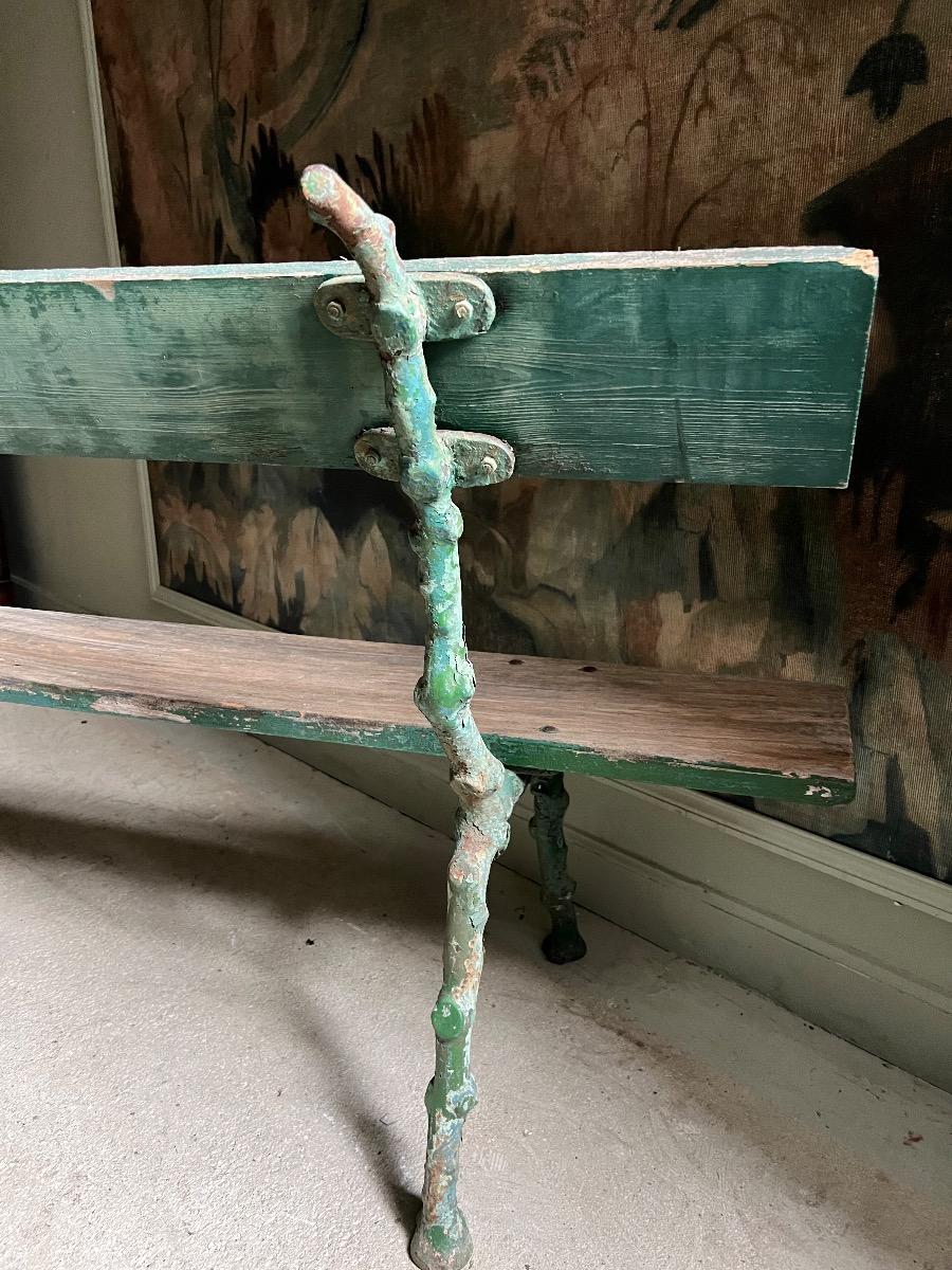 Banc de jardin XIXème fonte façon branchage