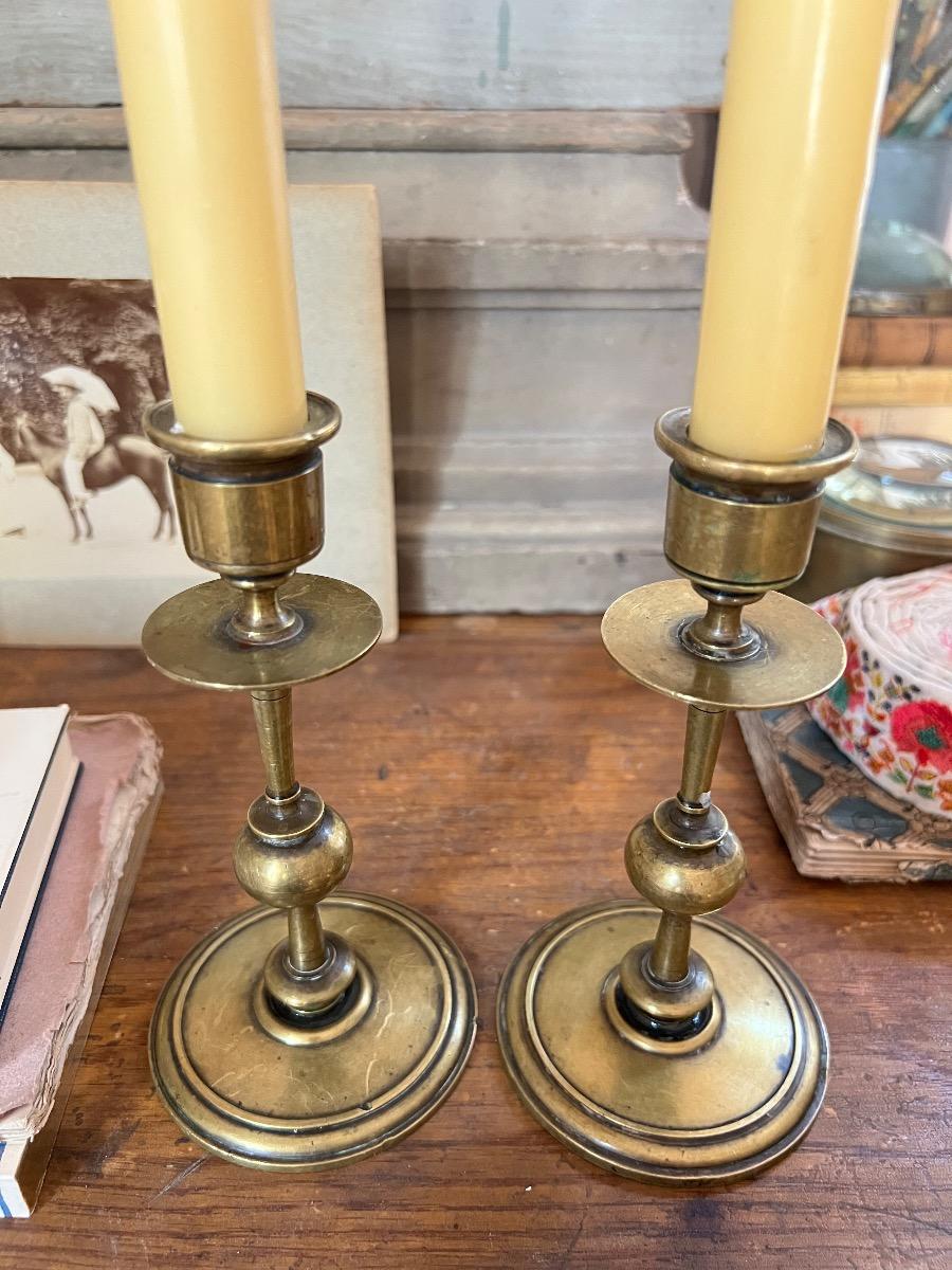 Paire de bougeoirs laiton 1940