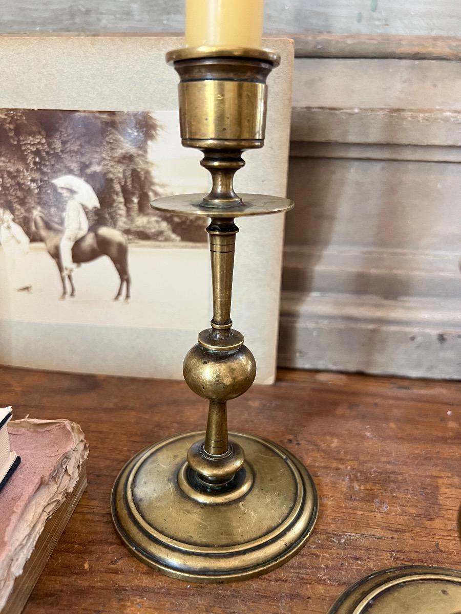 Paire de bougeoirs laiton 1940