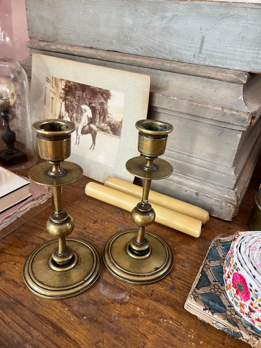 Paire de bougeoirs laiton 1940