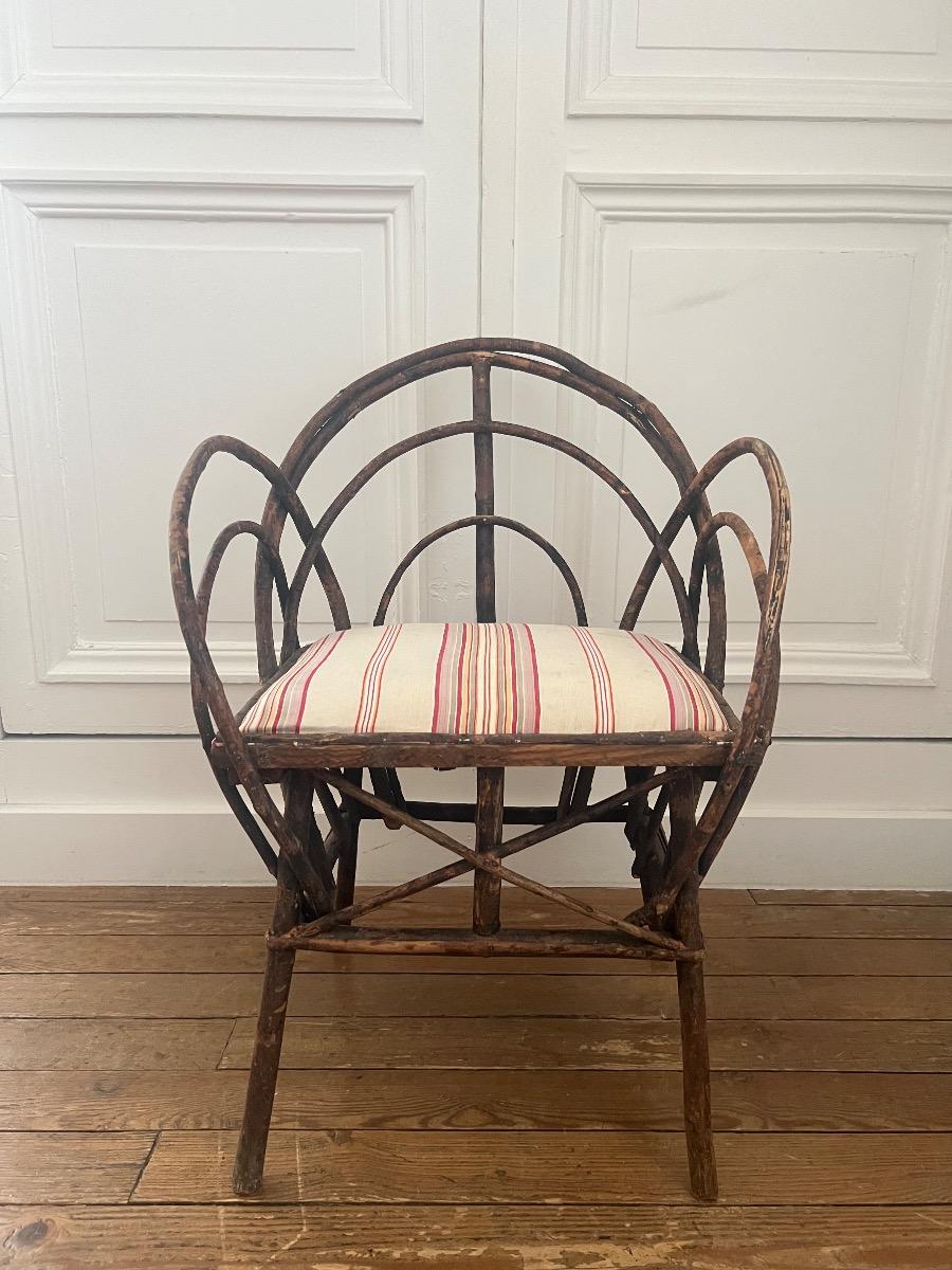 Paire de fauteuils noisetier 1900