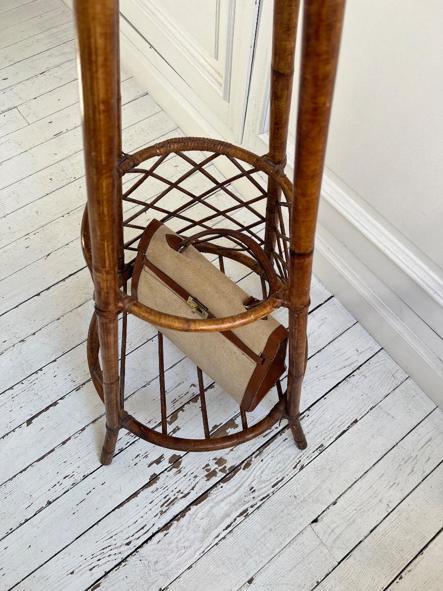 Porte-manteau / chapeau bambou rotin 1960