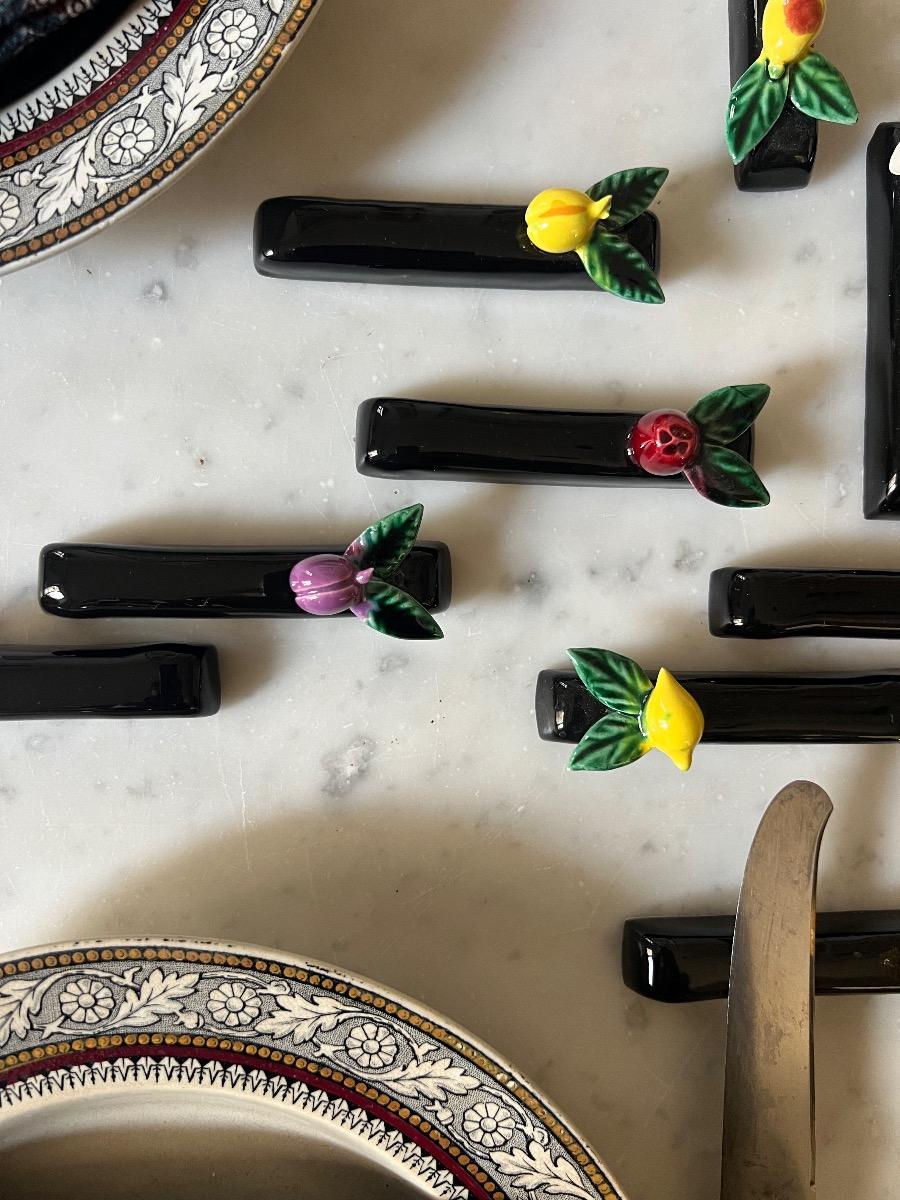 Service 10 porte-couteaux céramique 1960