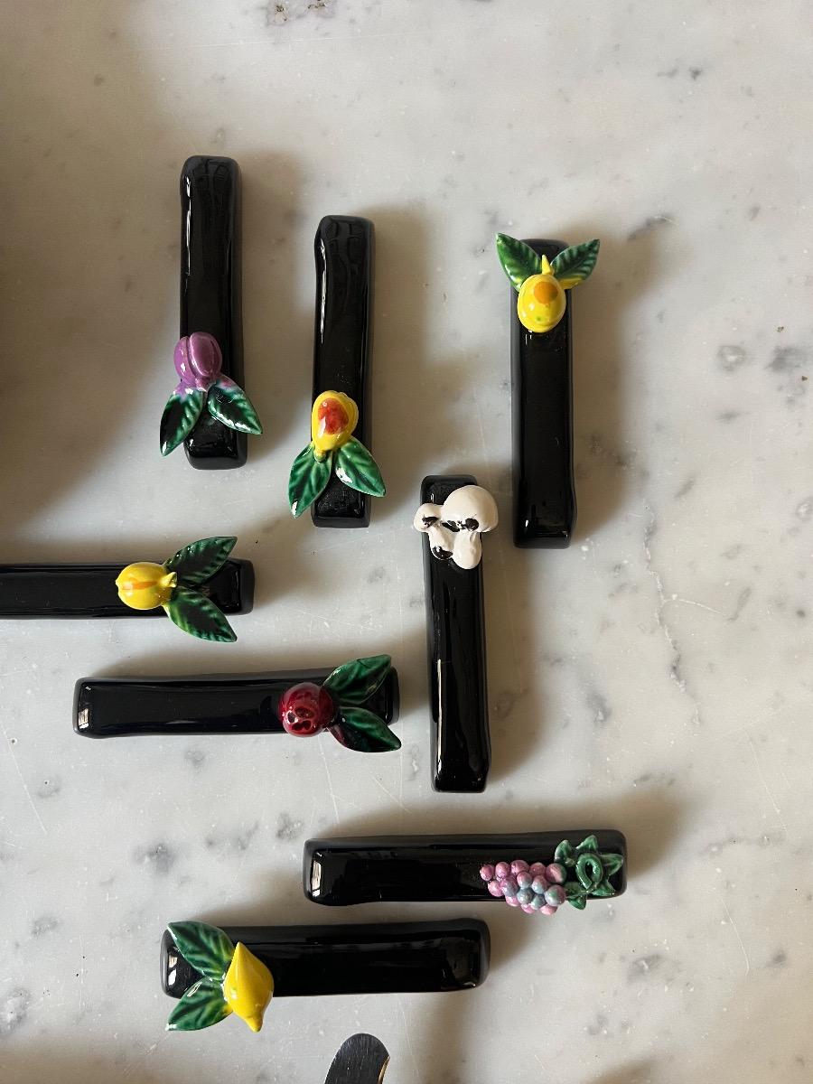 Service 10 porte-couteaux céramique 1960