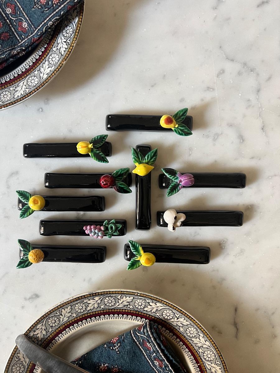 Service 10 porte-couteaux céramique 1960