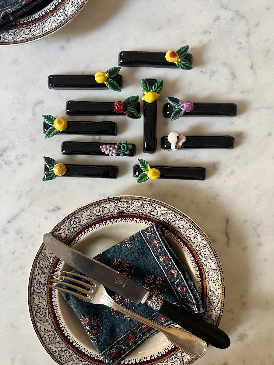 Service 10 porte-couteaux céramique 1960