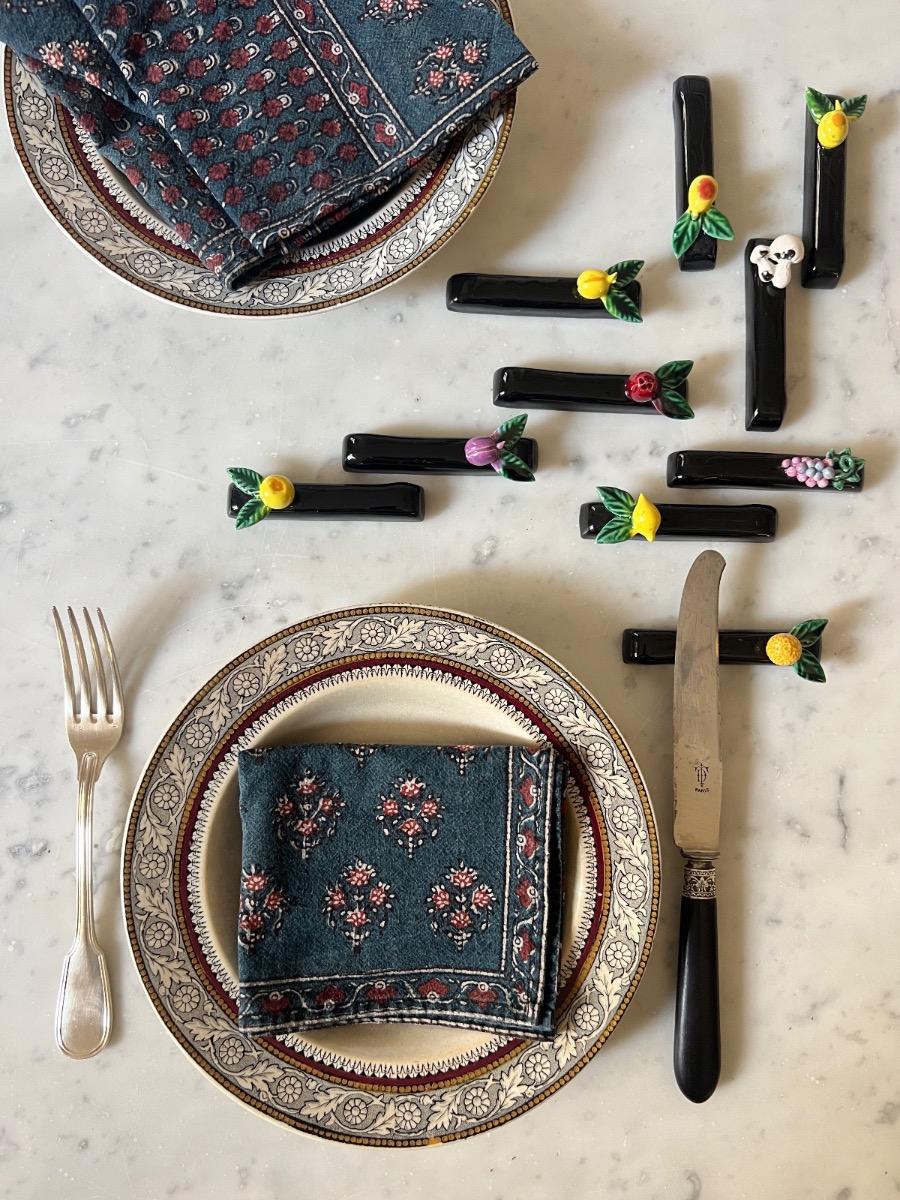 Service 10 porte-couteaux céramique 1960