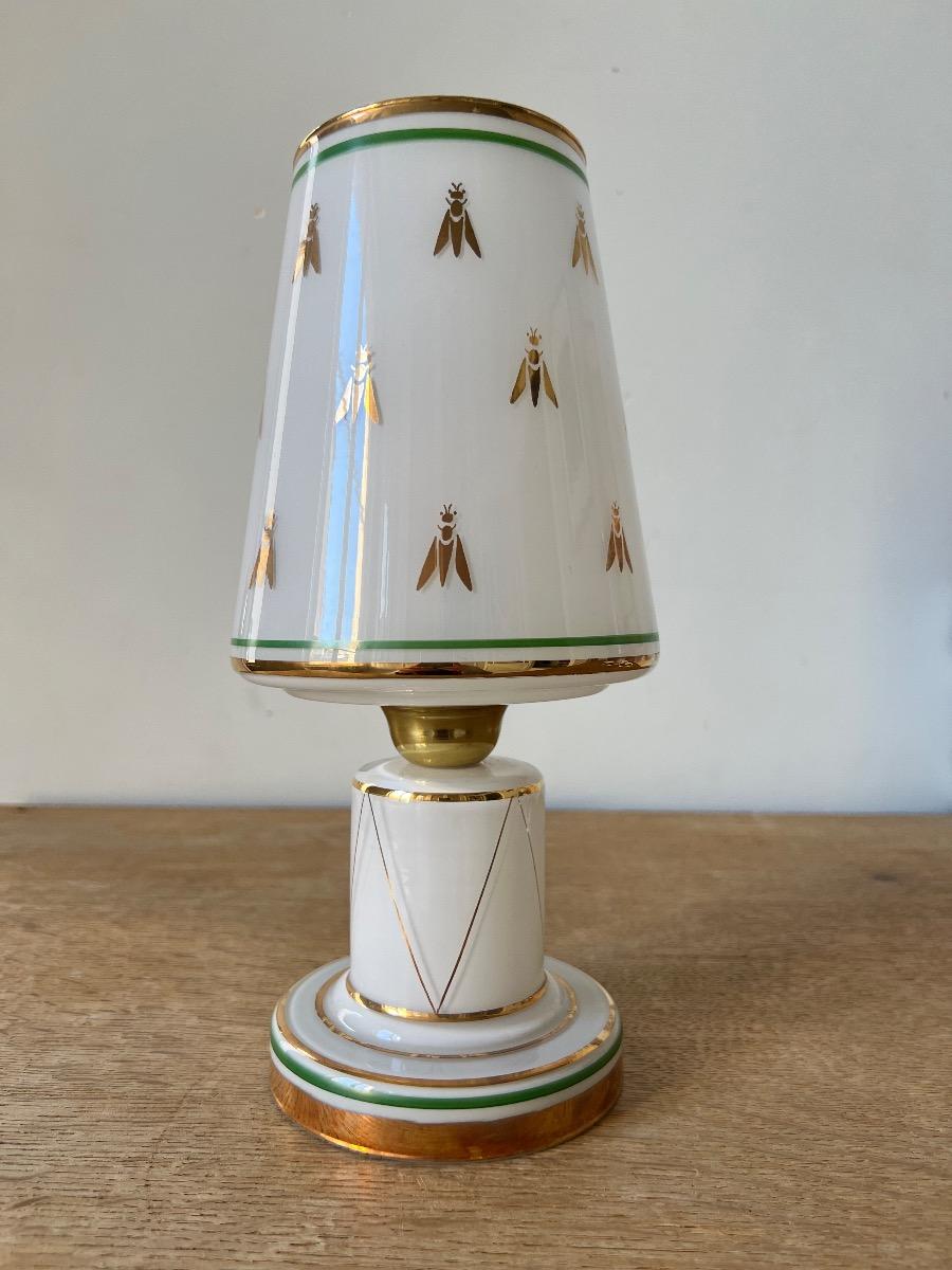 Paire de lampes opaline 1950