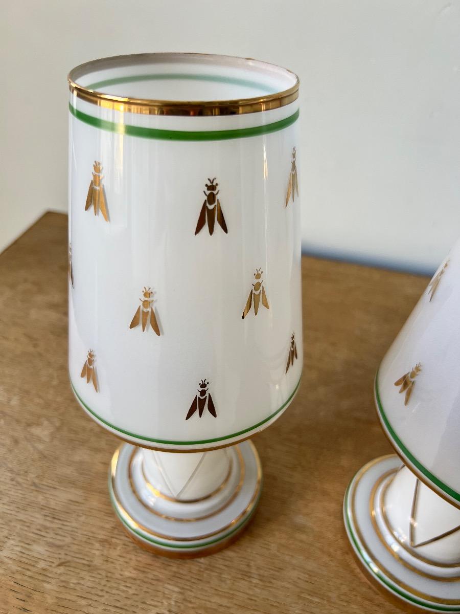 Paire de lampes opaline 1950