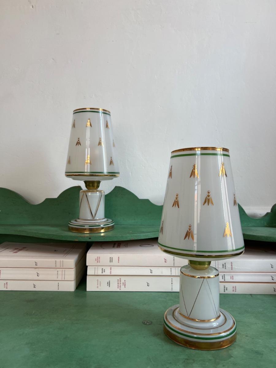 Paire de lampes opaline 1950