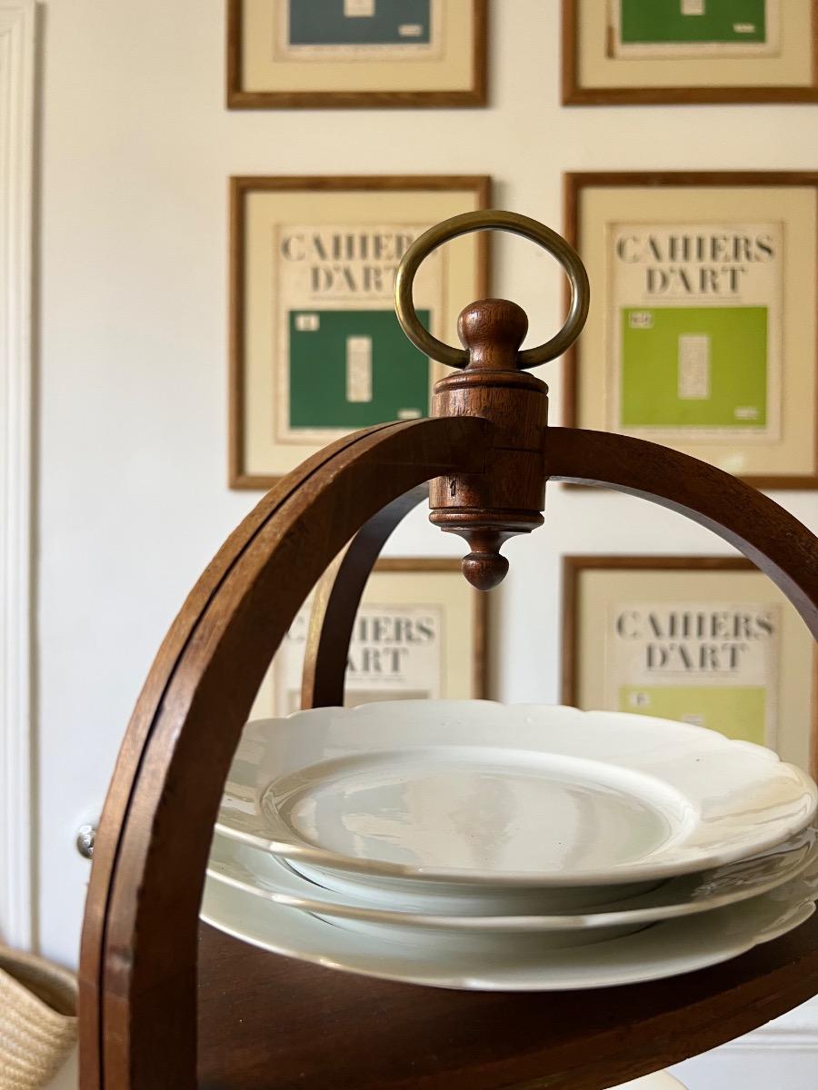 Serviteur acajou laiton 1950