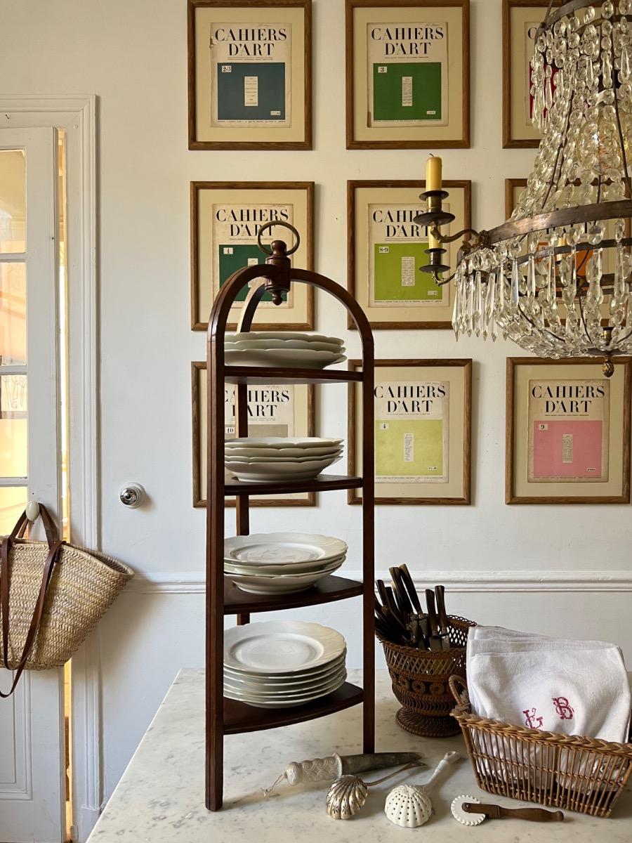 Serviteur acajou laiton 1950