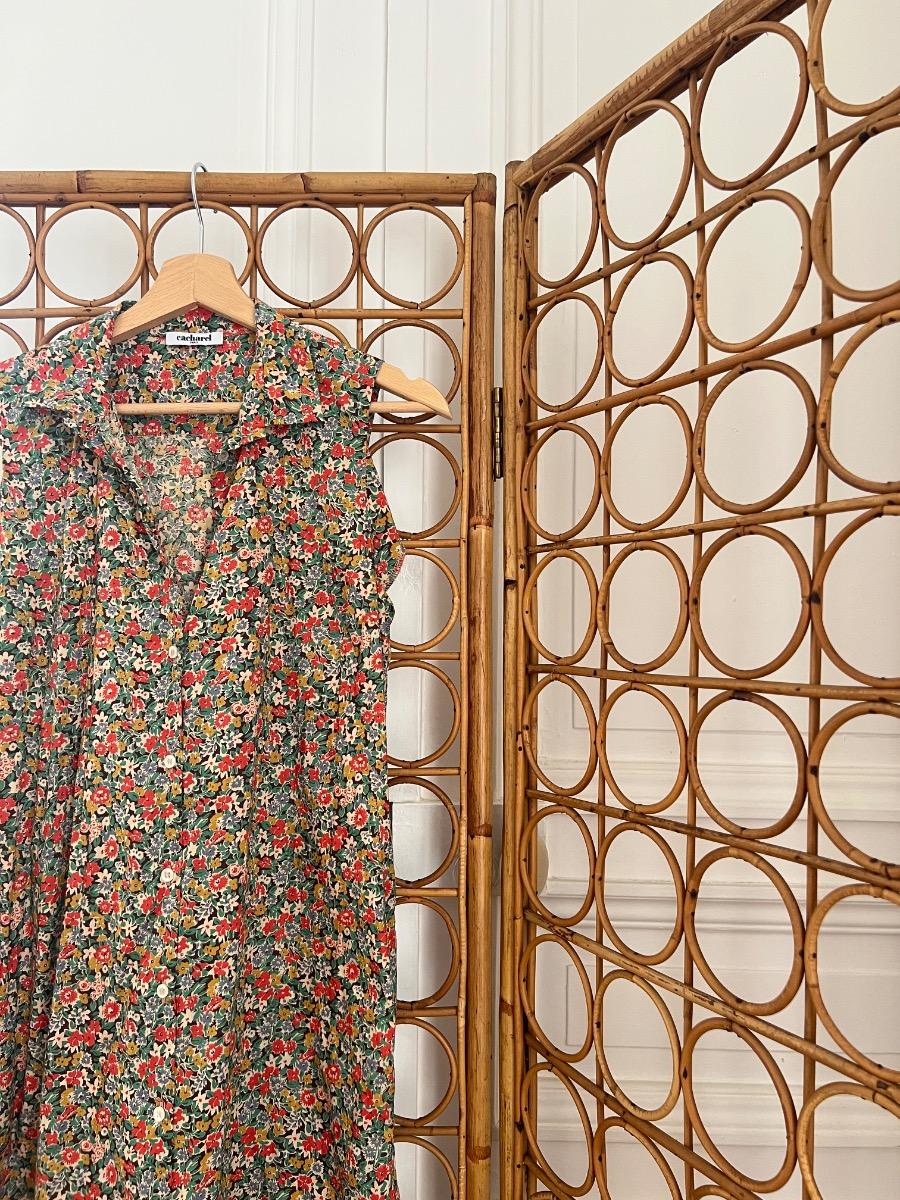 Paravent 3 feuilles rotin 1950