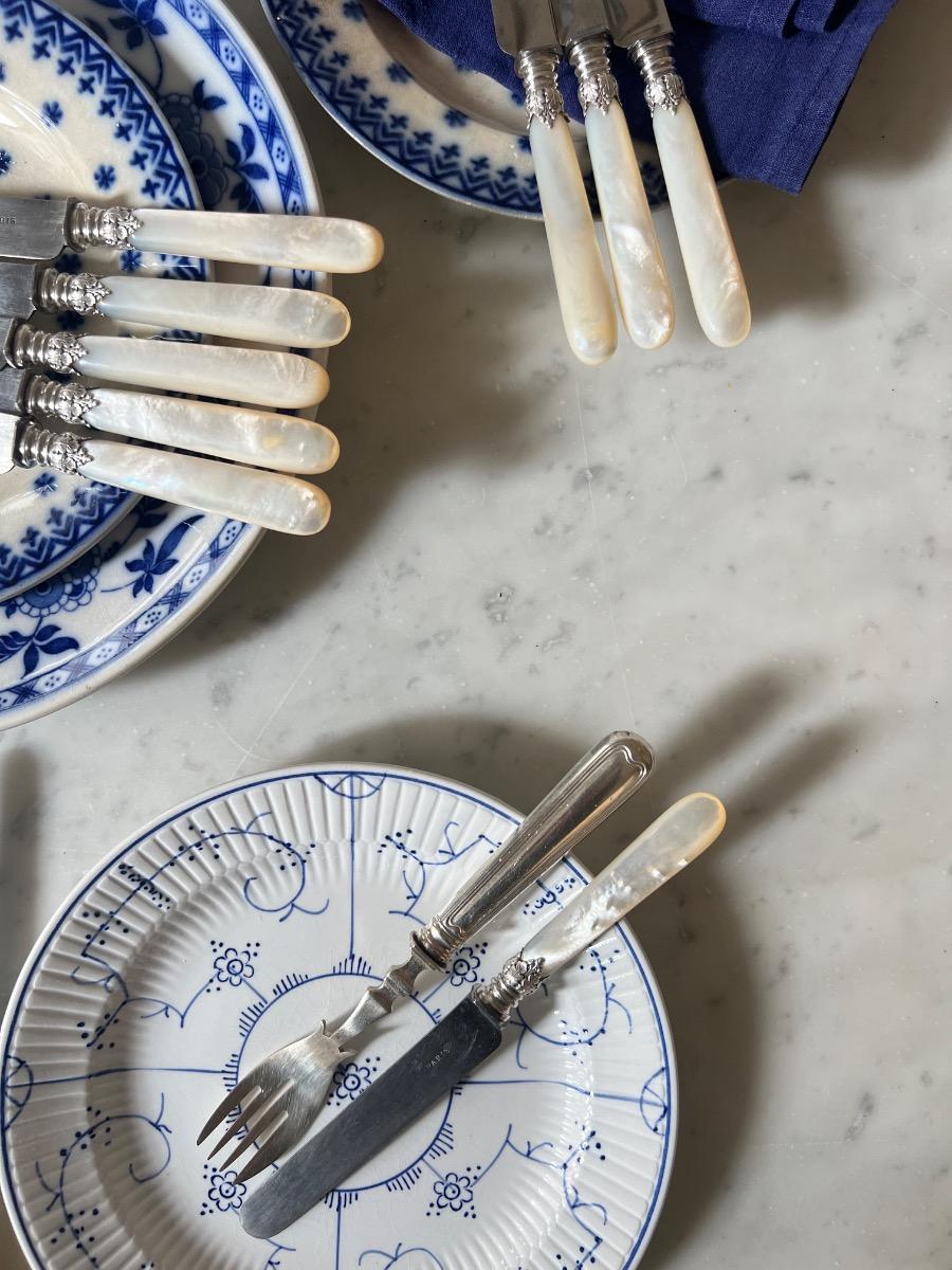 Service 12 couteaux XIXème entremets nacre