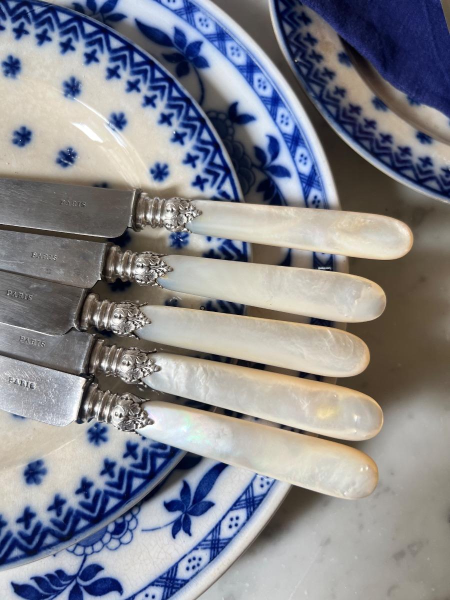 Service 12 couteaux XIXème entremets nacre