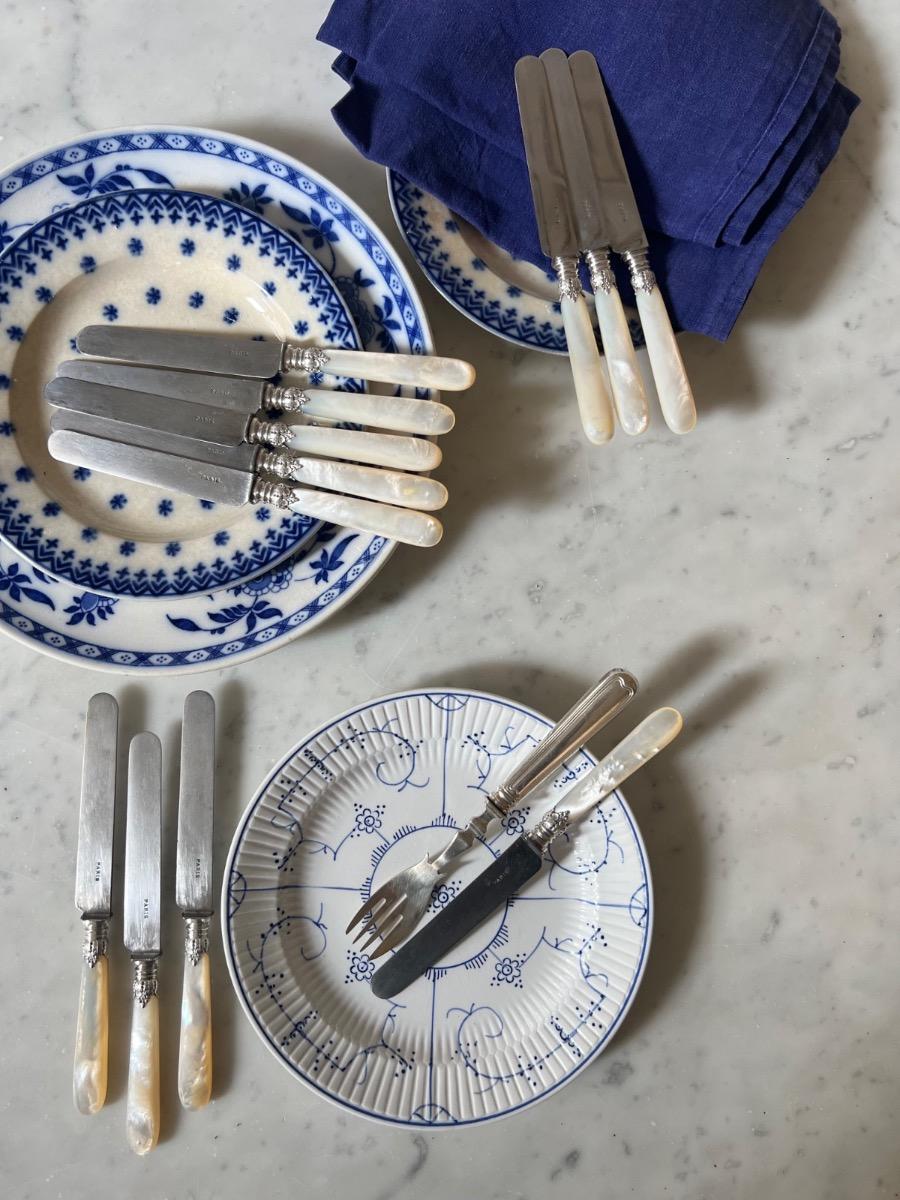 Service 12 couteaux XIXème entremets nacre