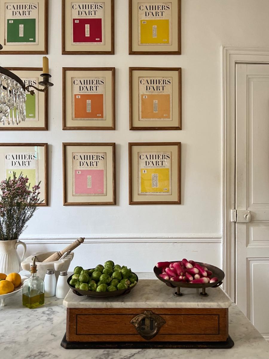 Balance XIXème chêne marbre cuivre