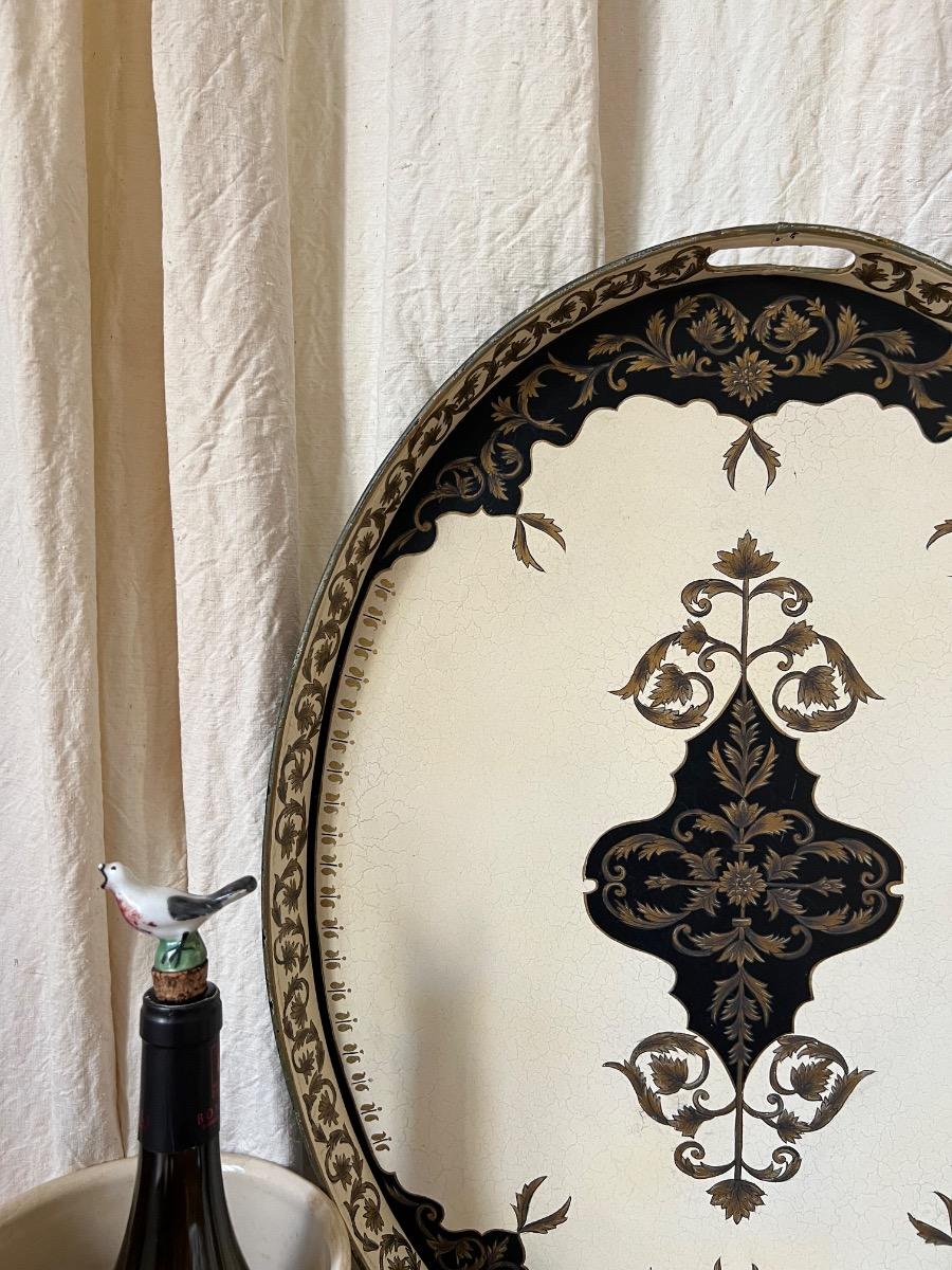 Grand plateau tôle peinte fin XIXème