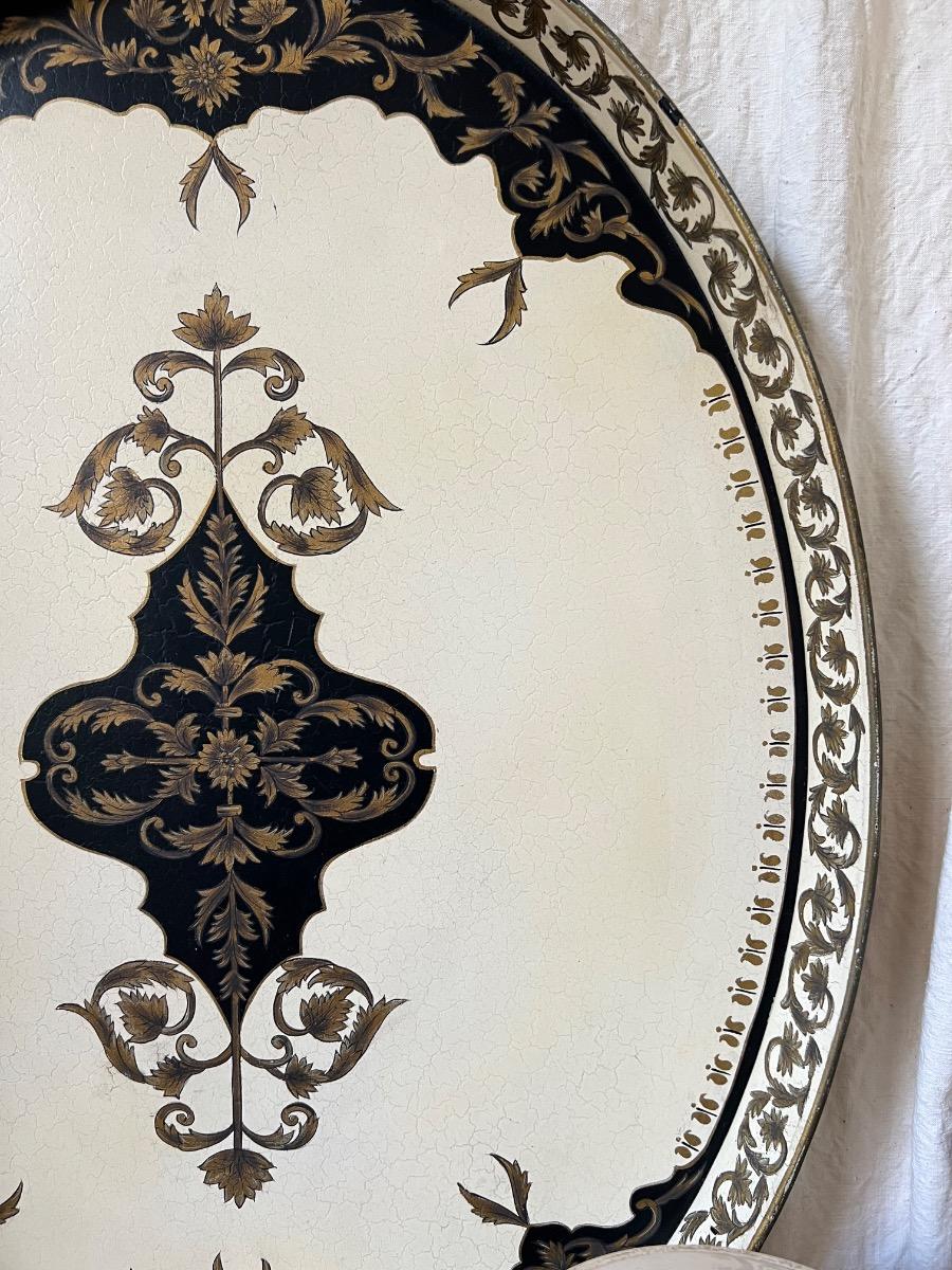 Grand plateau tôle peinte fin XIXème