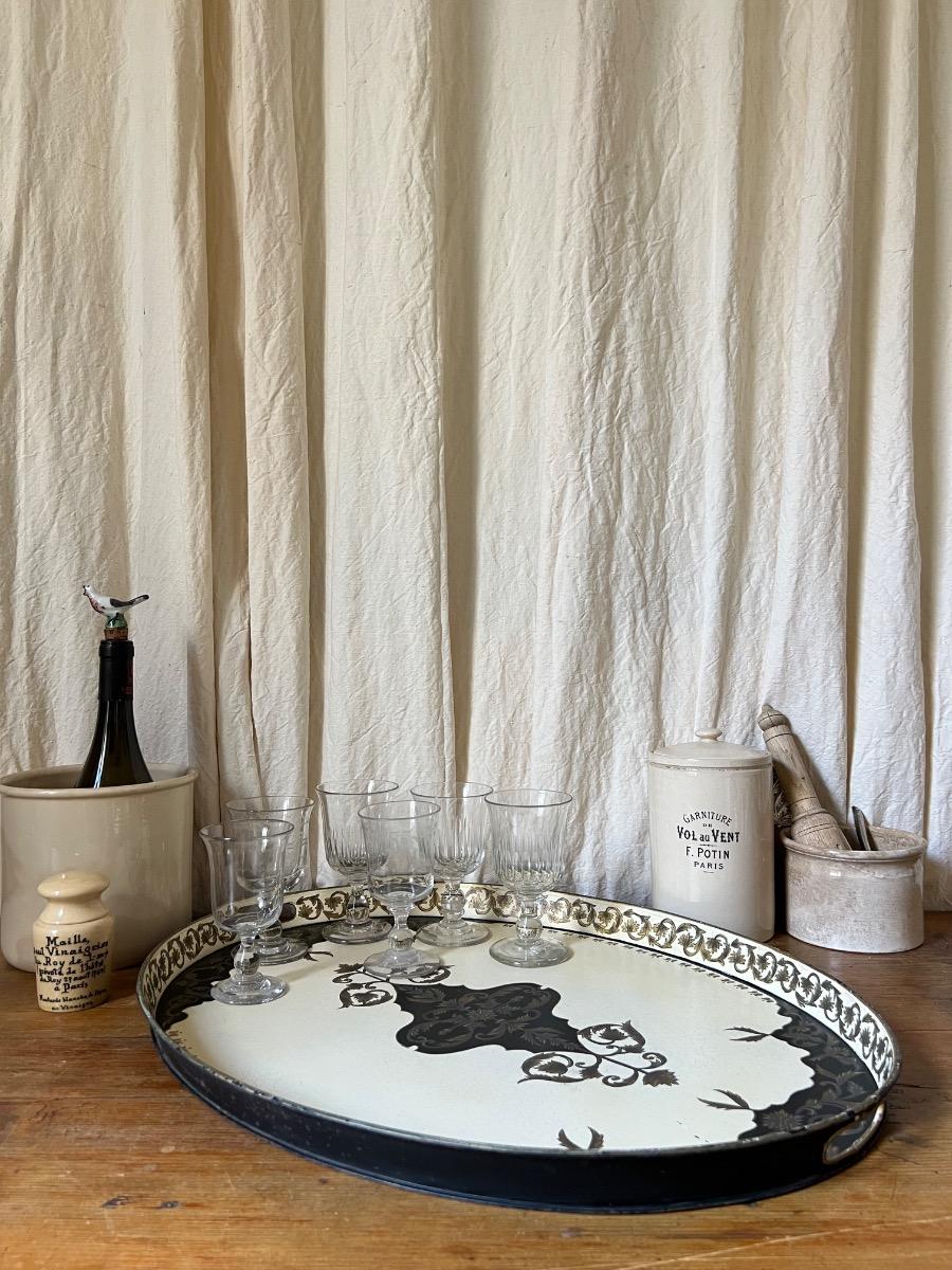 Grand plateau tôle peinte fin XIXème