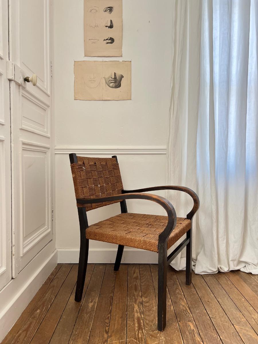 Fauteuil hêtre et corde A. Larsson 1940