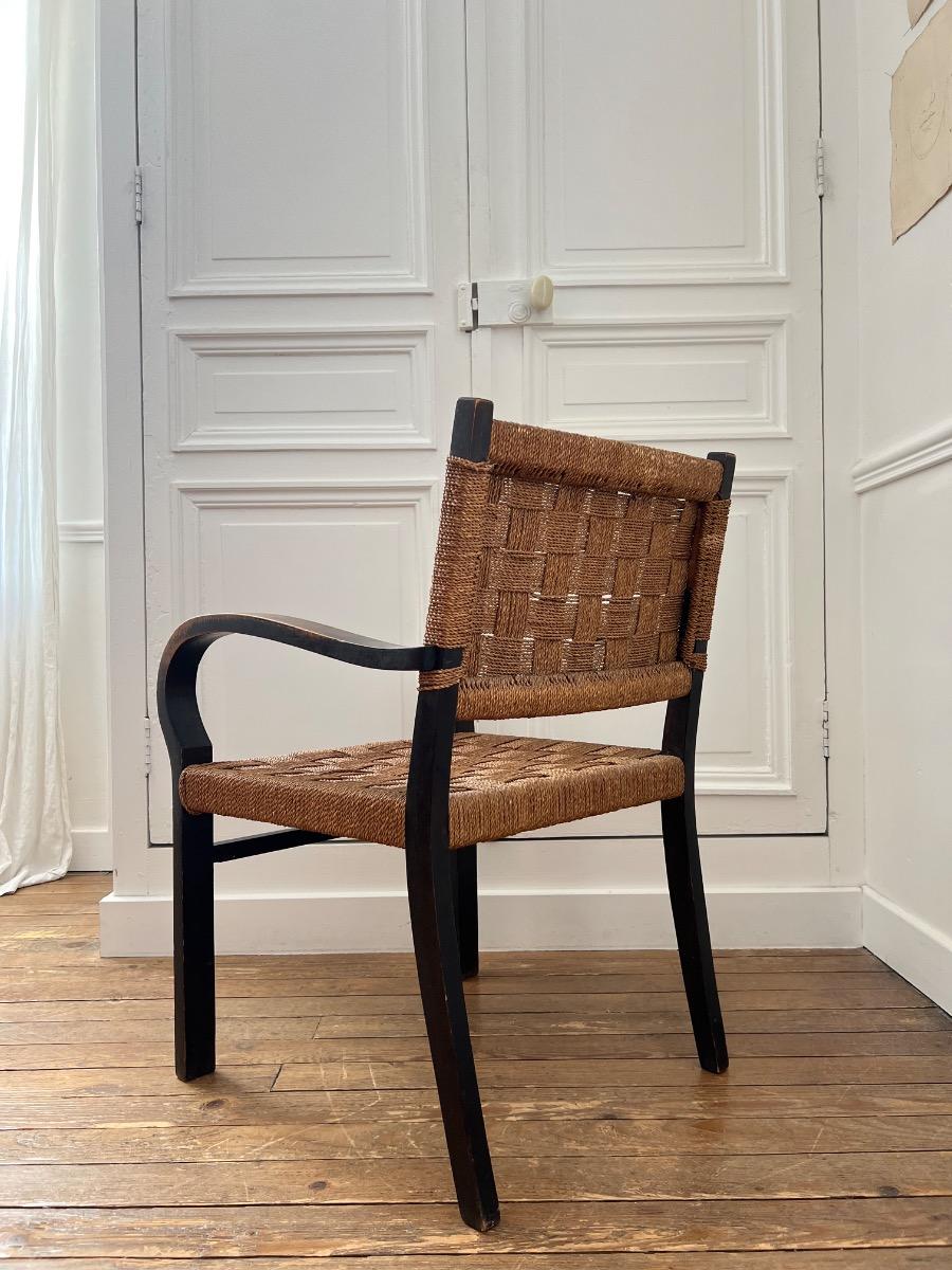 Fauteuil hêtre et corde A. Larsson 1940