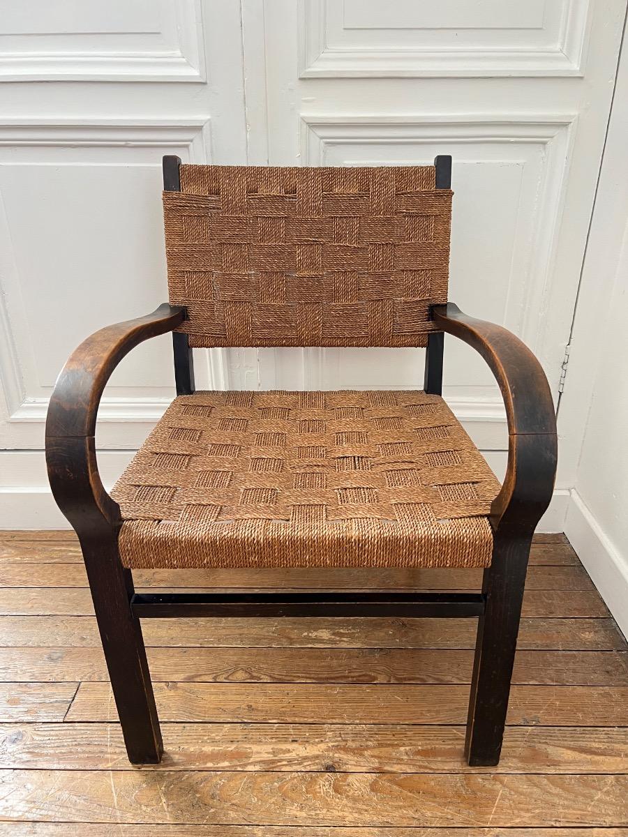 Fauteuil hêtre et corde A. Larsson 1940