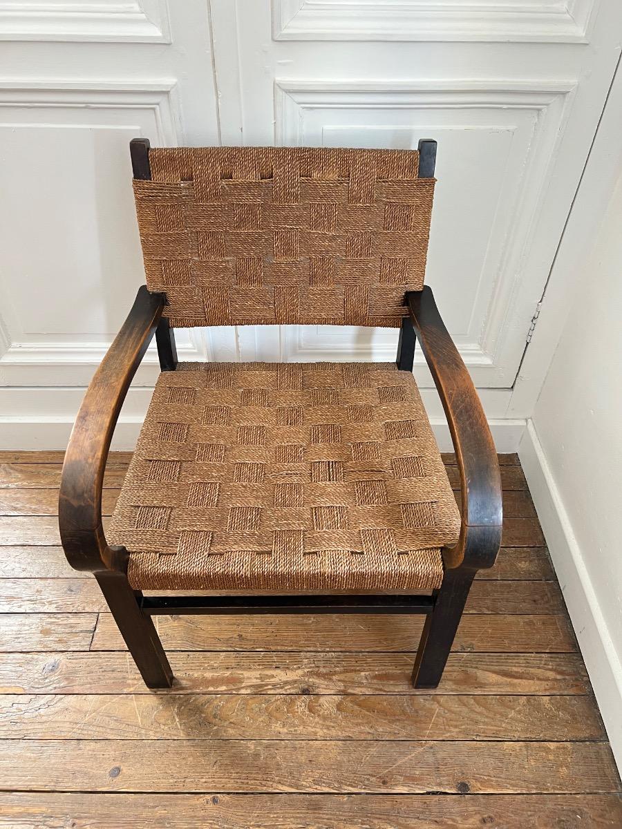 Fauteuil hêtre et corde A. Larsson 1940