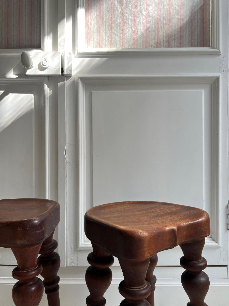 Paire de tabourets XIXème chêne 