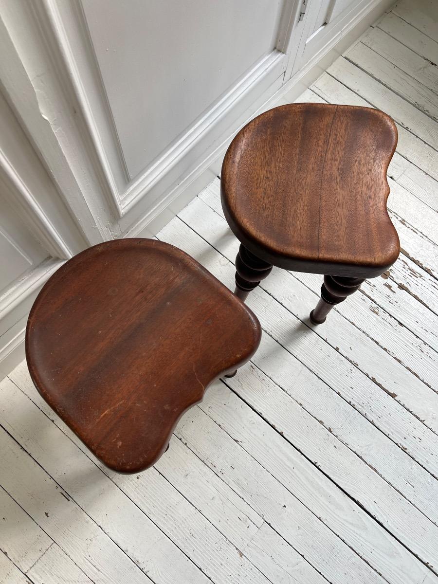 Paire de tabourets XIXème chêne 